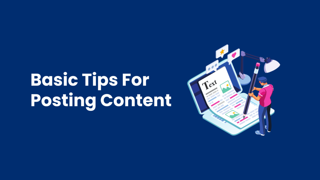 A graphic of a man standing on his laptop writing with a huge pencil in his hand. In the background are star, like, and chat icons