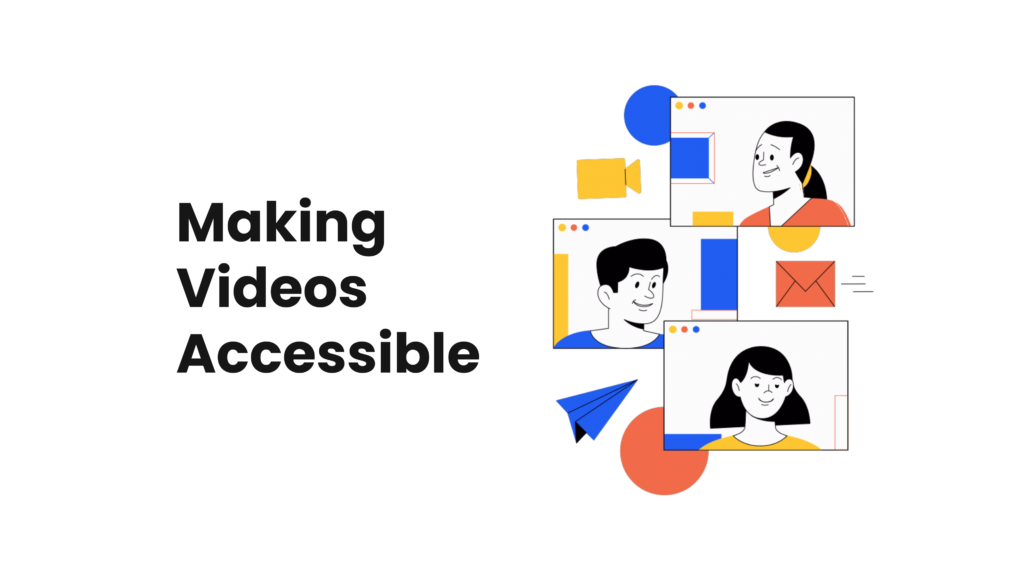 Graphic of three people in three different video screens